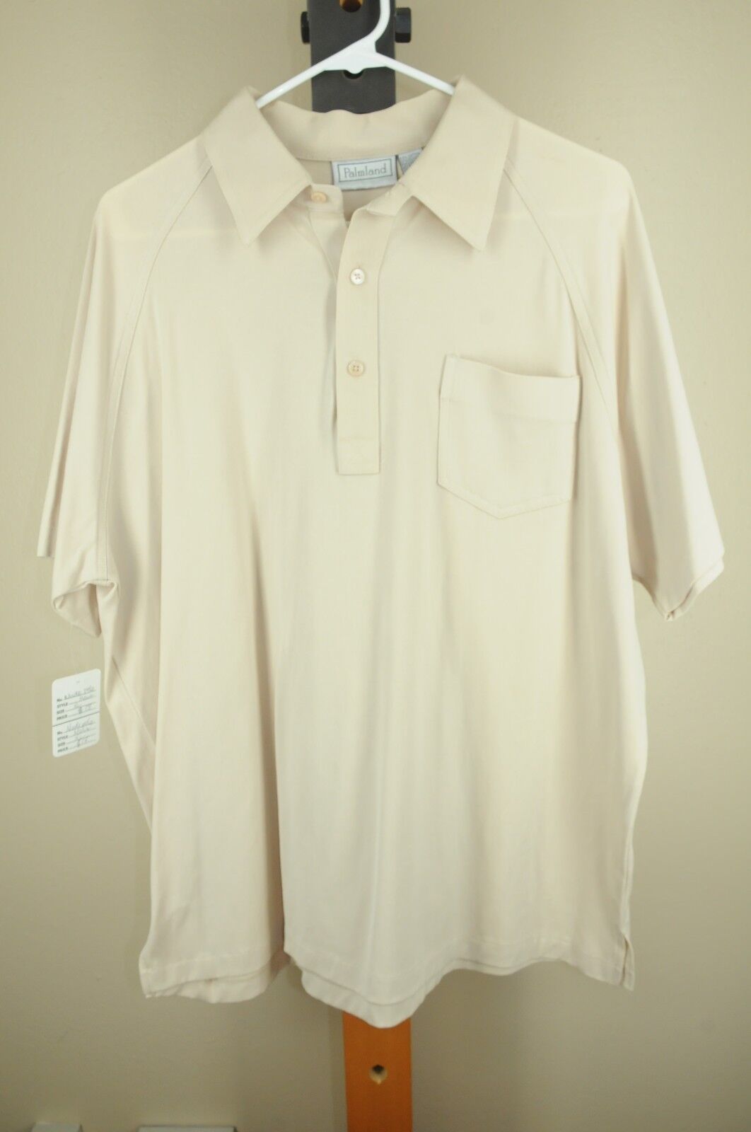 Vintage Palmland Men\'s Beige Cotton Polyester 60\'s Casual Shirt XL Xlarge