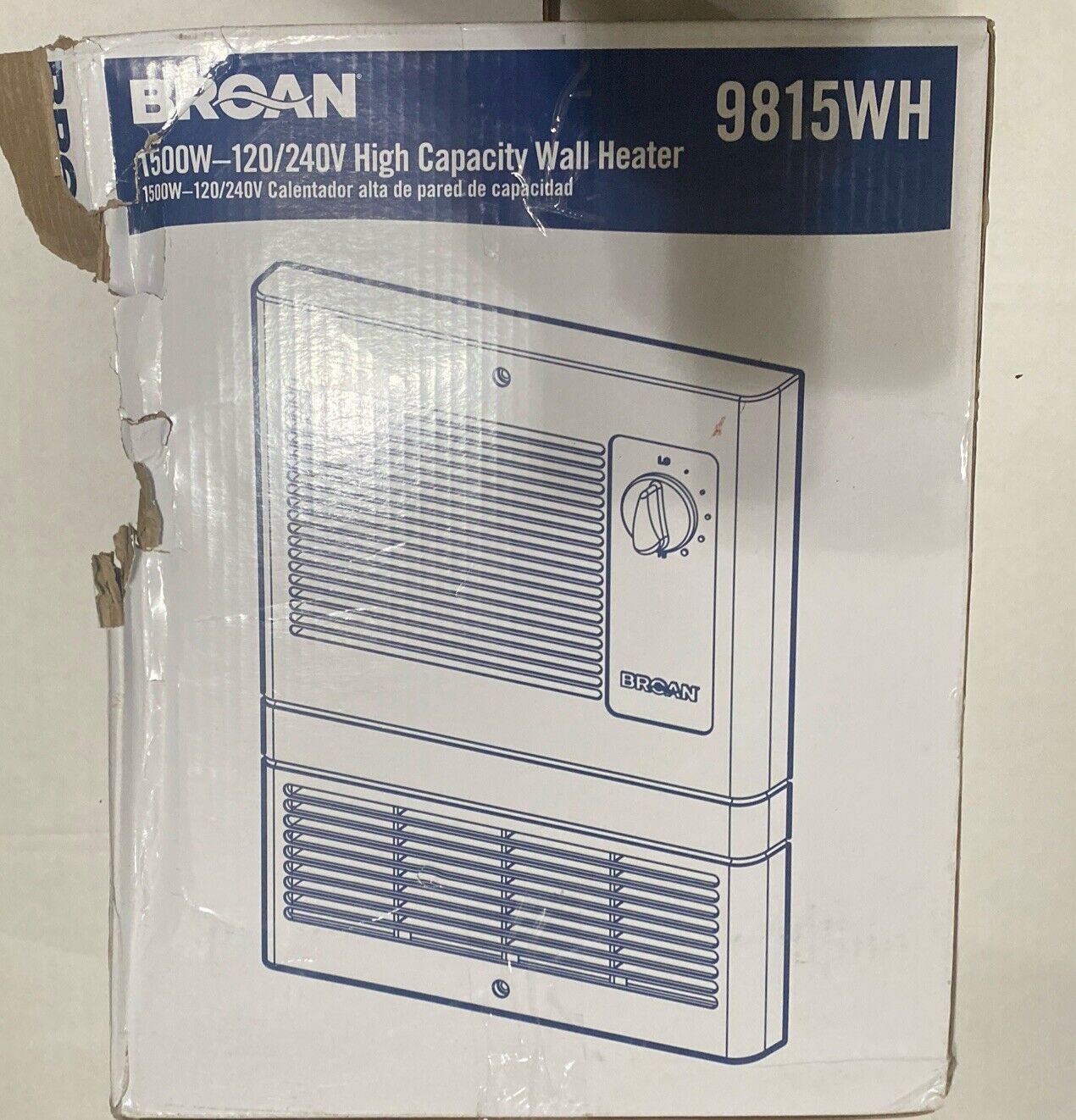 Broan 9815WH 1500W 120V/240V High Capacity Fan-Forced Wall Heater New/Open
