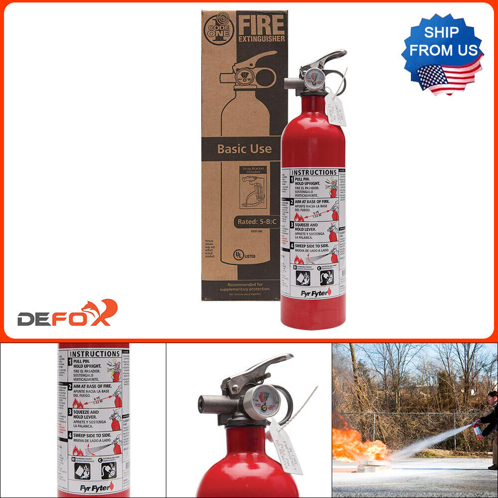 Fire Extinguisher 5-B:C Rated Disposable Dry Chemical Emergency Home Garage Safe
