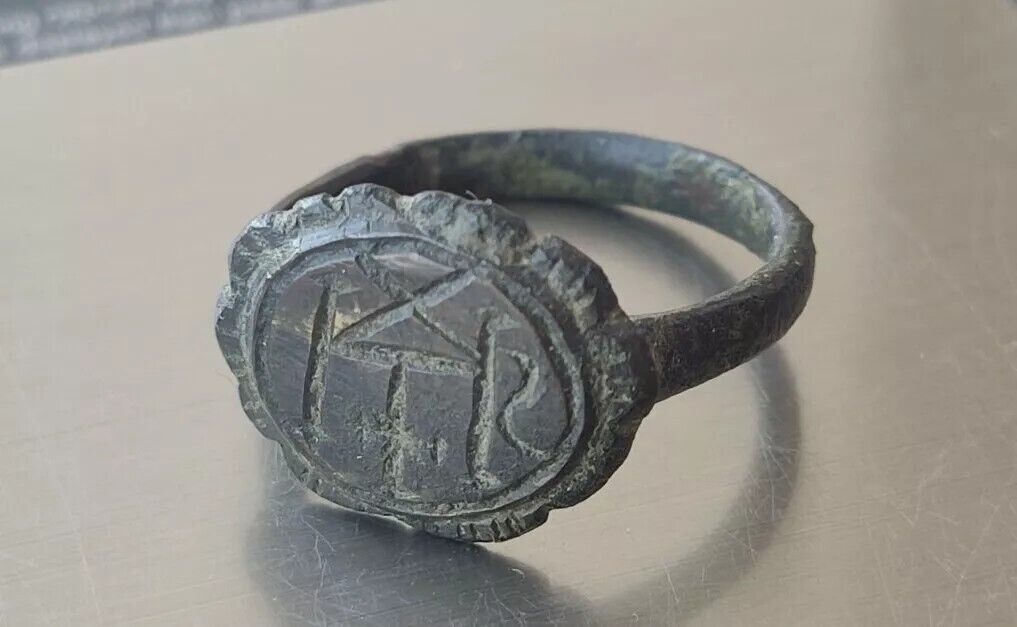 Antique Jesuit ring with inscription IHS, Ancient Artefact