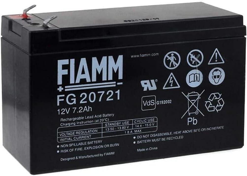 FIAMM FG20721 Lead Acid Battery Rechargeable 12V 7,2Ah Faston 0 3/16in FIAMM