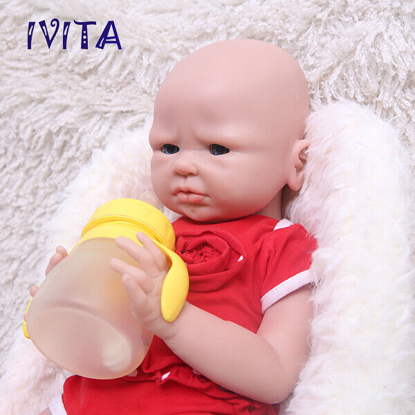 IVITA 20\'\' Handmade Full Floppy Silicone Reborn Baby Girl Squishy Silicone Doll