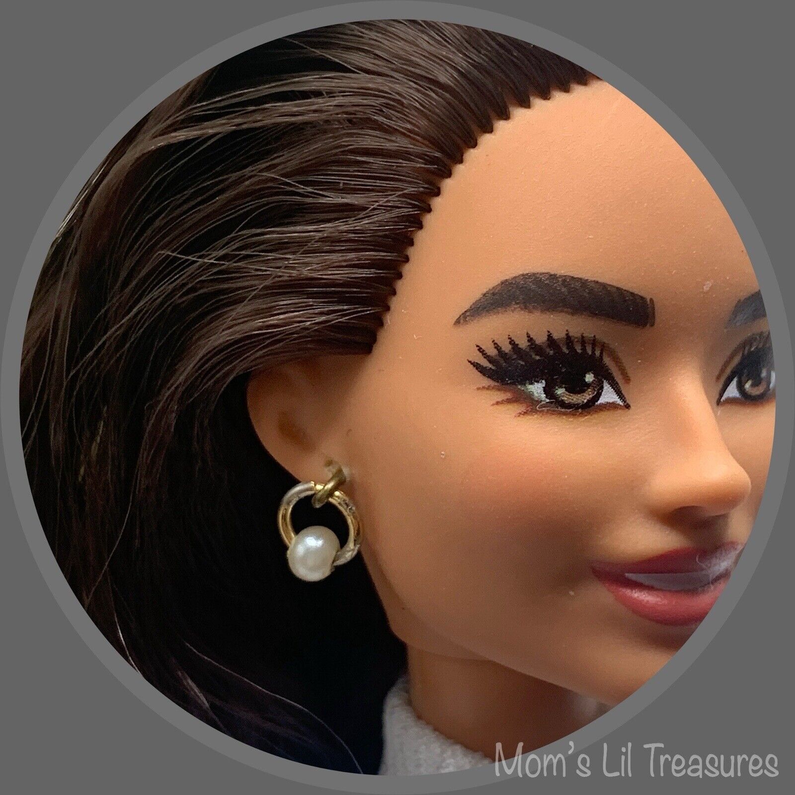 11-12” Fashion Doll Jewelry • Pearl Circle Doll Earrings for Barbie 1:6 Dolls
