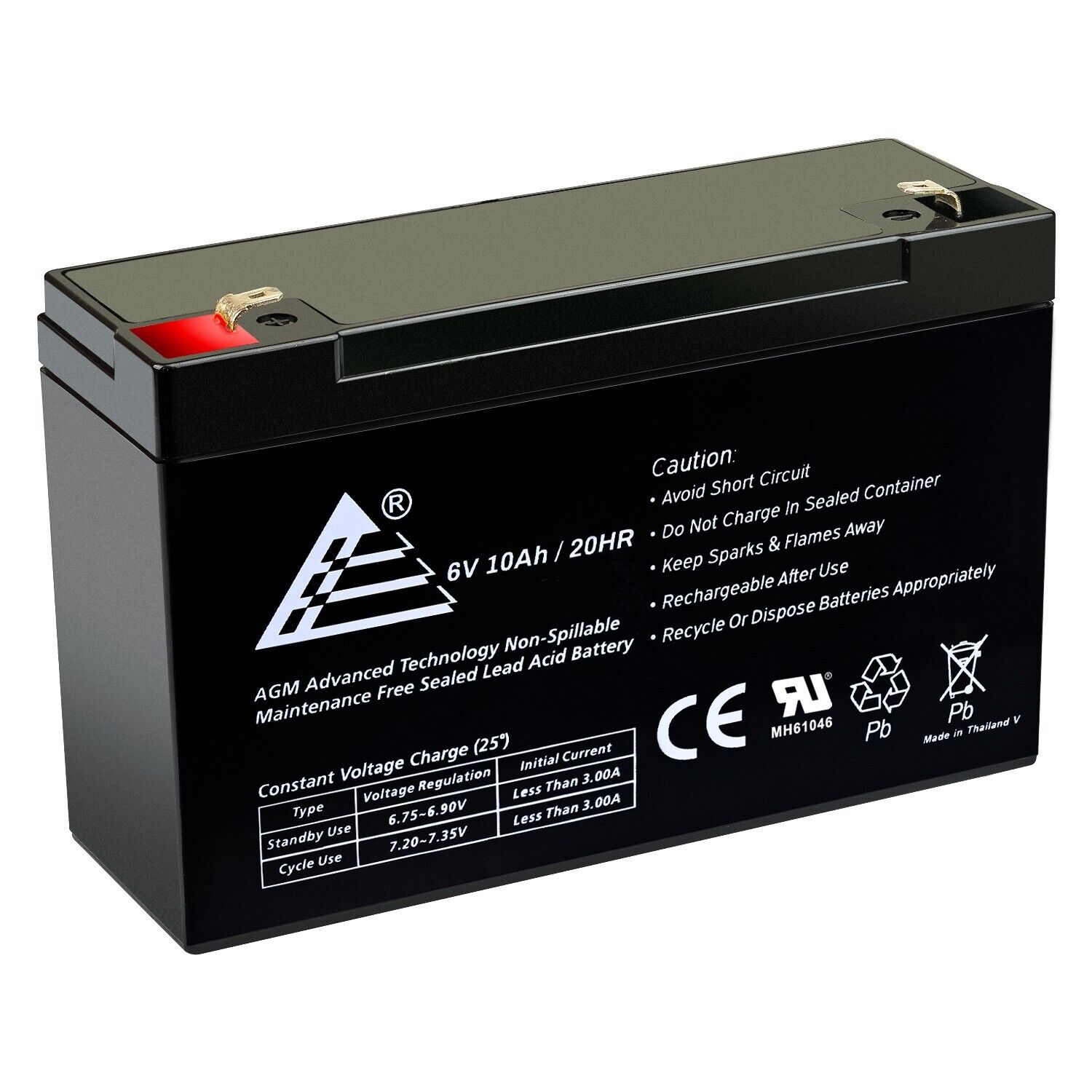 New ExpertBattery 6 Volt 10 Amp 6v 10Ah AGM Battery F1 for UPS replaces RBC52