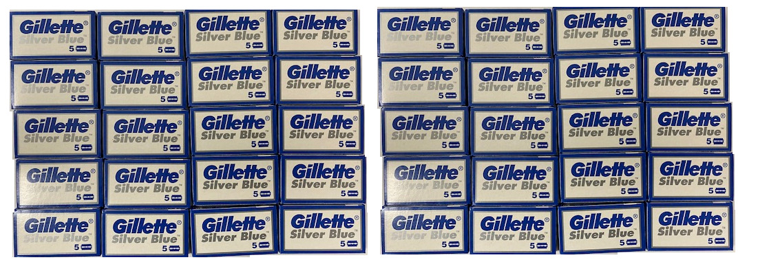 Gillette Silver Blue Double Edge Razor Blades- 200 Blades - Made in Russia