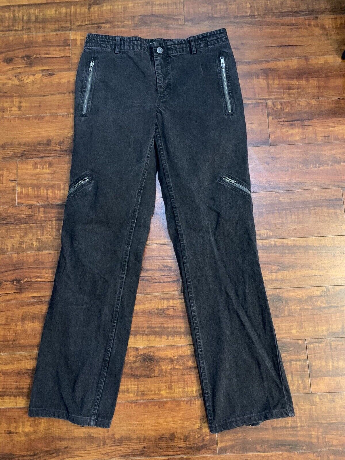 Vintage Jacobs By Marc Jacobs Mens 32x34 Black Denim Jeans Zip Pockets Grunge