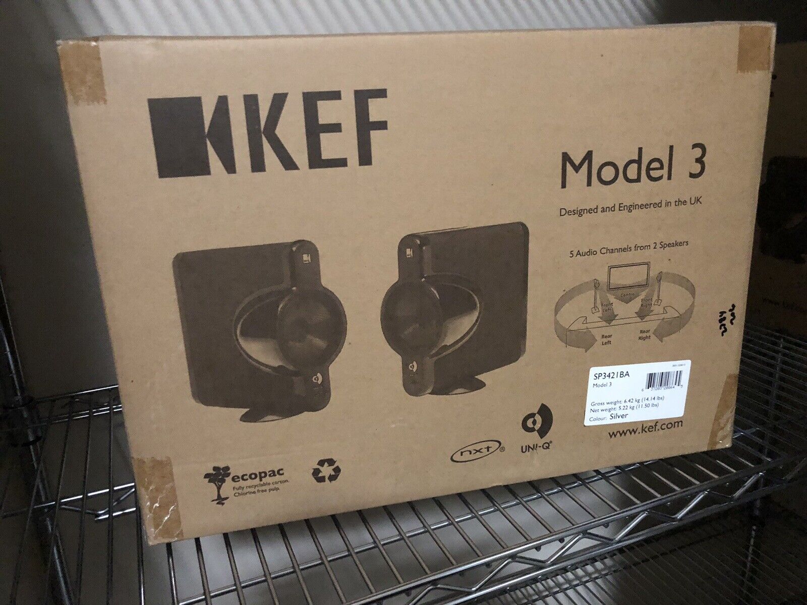 KEF MODEL3 Two-Way Satellite Speakers Pair Model 3 Silver 5ch surround sound.