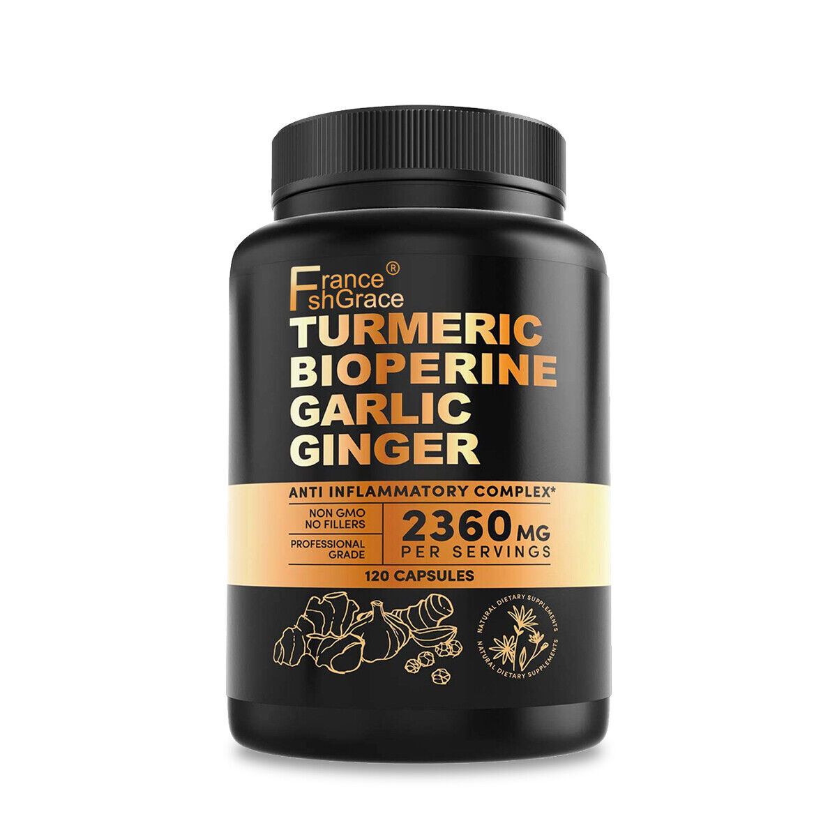 NEW 4-in-1 Turmeric and Garlic Supplements with Bioperine 2360 mg (120 ct)  USA 
