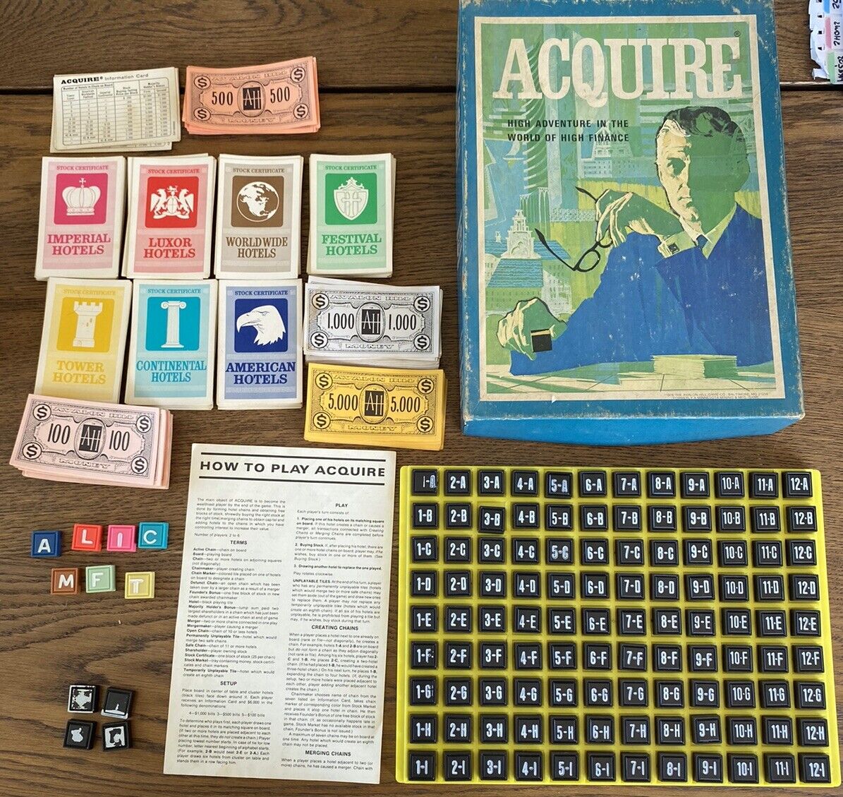 Vintage Acquire board game 1968 3M Bookshelf Game Complete Game