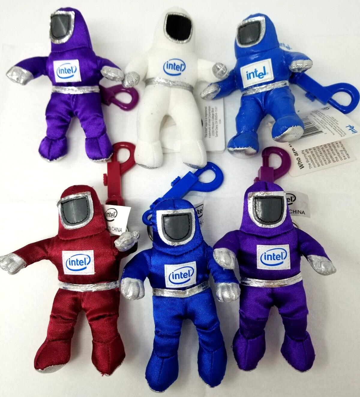 Intel Bunny People Figurines Set of 6 Small Blue White Red Purple 1997 Pentium