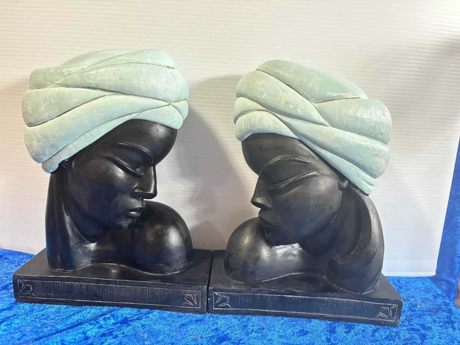 Rare Pair 1950\'s Alexander Backer Female Head Bust Sculpture 11.5 x 8.75 x 4\