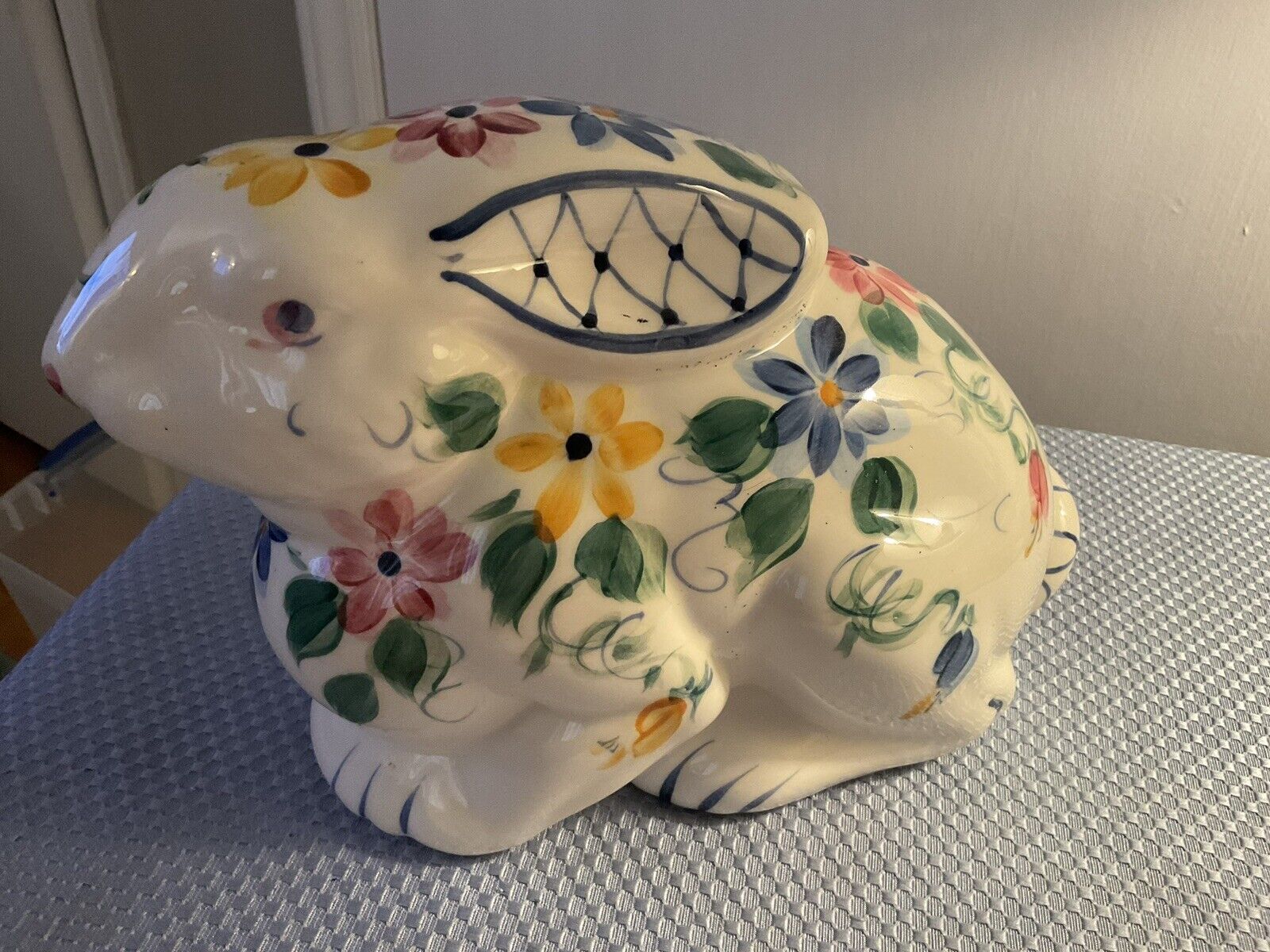 Vintage Gail Pittman Hand Painted Pottery  Large Rabbit 1993   #30