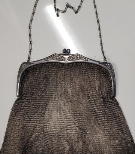 VTG. Whiting & Davis Sterling Silver (146g ) Mesh Handbag - Antique 