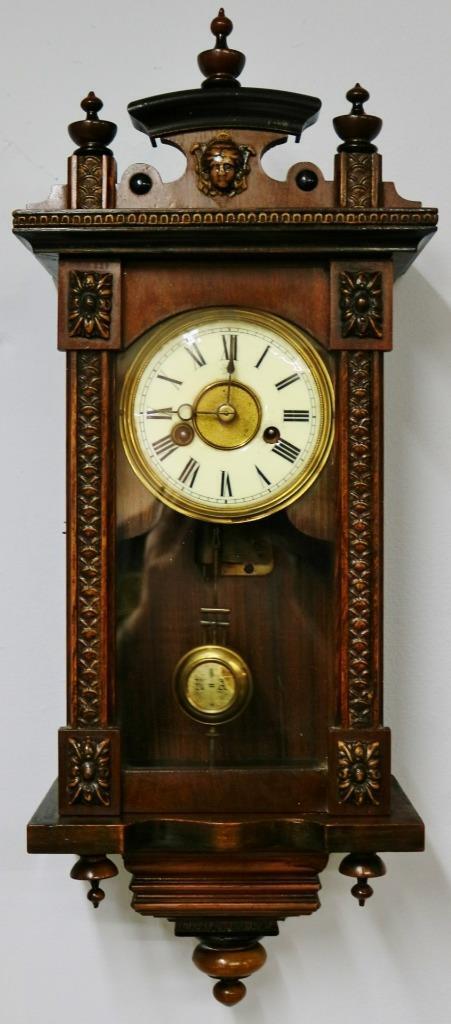 Antique Junghans 8 Day Musical Strike Carved Oak Architectural Vienna Wall Clock