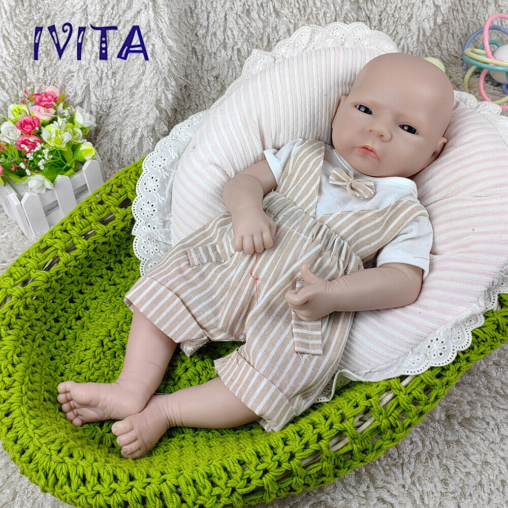 IVITA 18\'\' Squishy Silicone Reborn Baby Handmade Soft Silicone Boy Newborn Doll