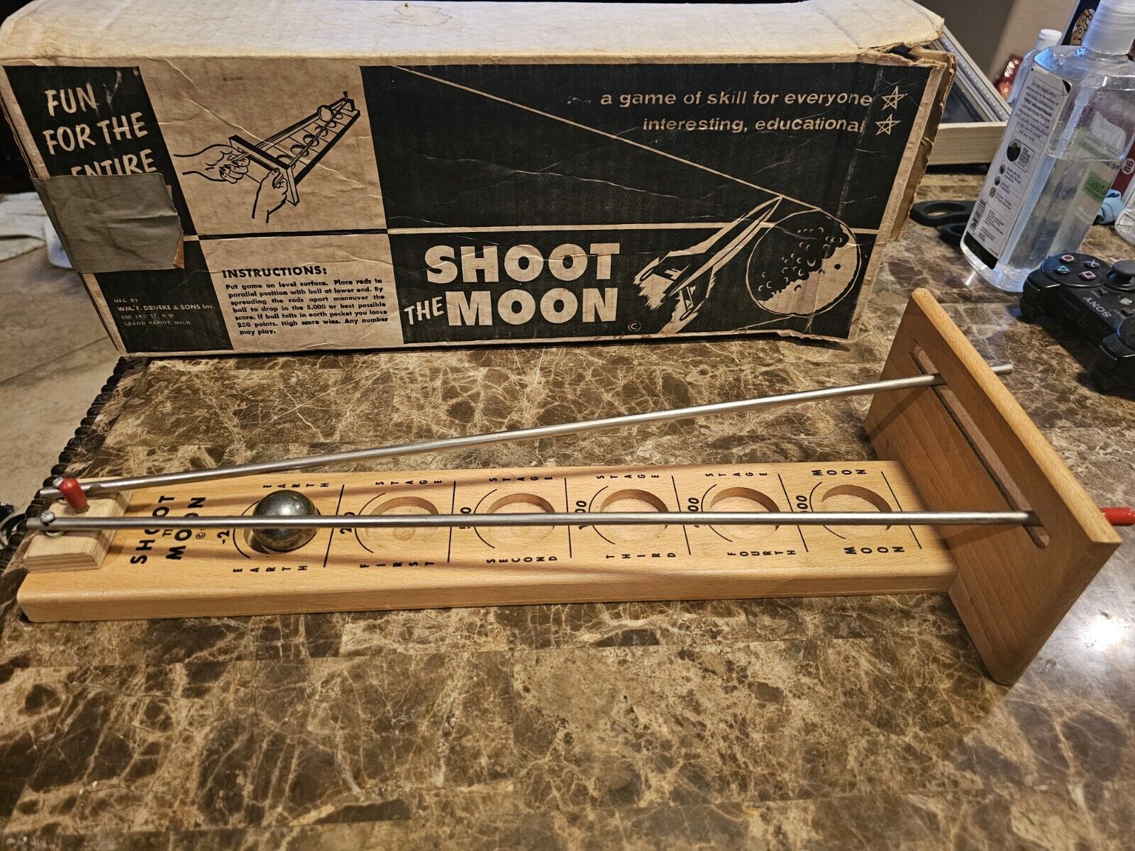 Vintage Shoot the Moon 1959 Drueke Game with Ball and Box