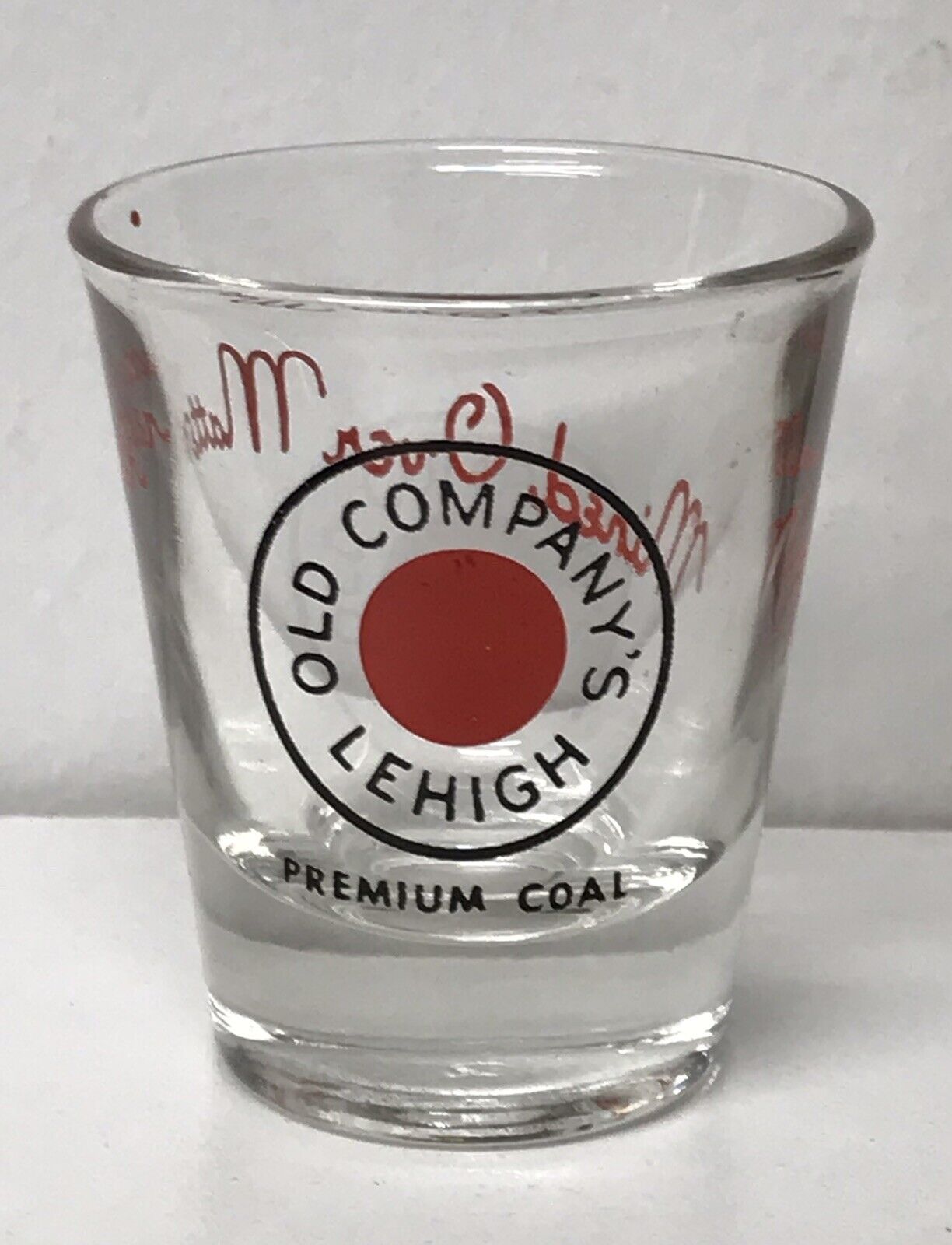 Old Company's Lehigh Premium Coal Shot Glass  Coal Mining Miner Collectible NICE