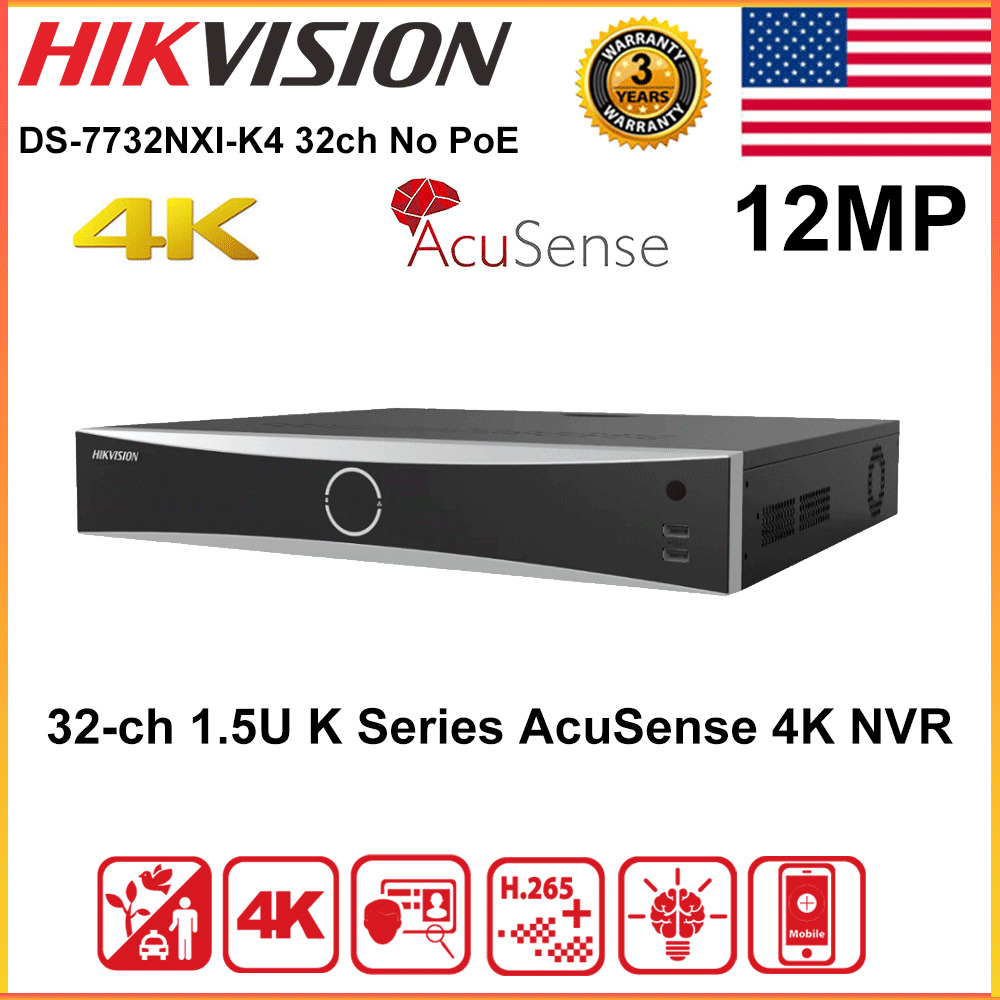 Hikvision 32-ch 1.5U K Series AcuSense 4K NVR DS-7732NXI-K4 32channel Recorder