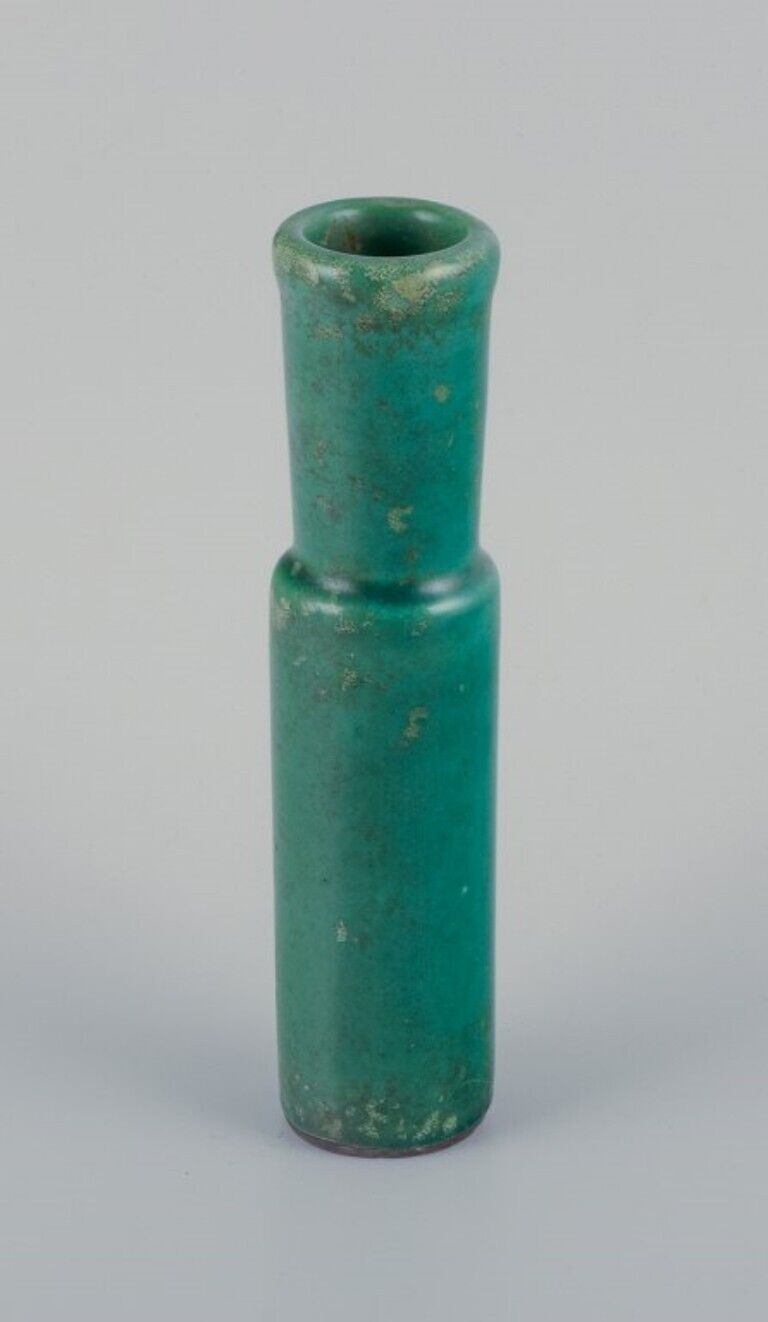 Hans Hedberg for Biot, France. Ceramic vase with glaze in green tones