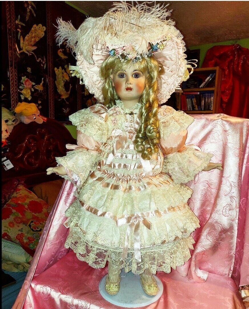 Pat Loveless Victorian Jumeau Peach Satin Antique Reproduction Doll 26\