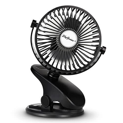 SkyGenius Battery Operated Stroller Fan, Rechargeable USB Powered Mini Clip o...