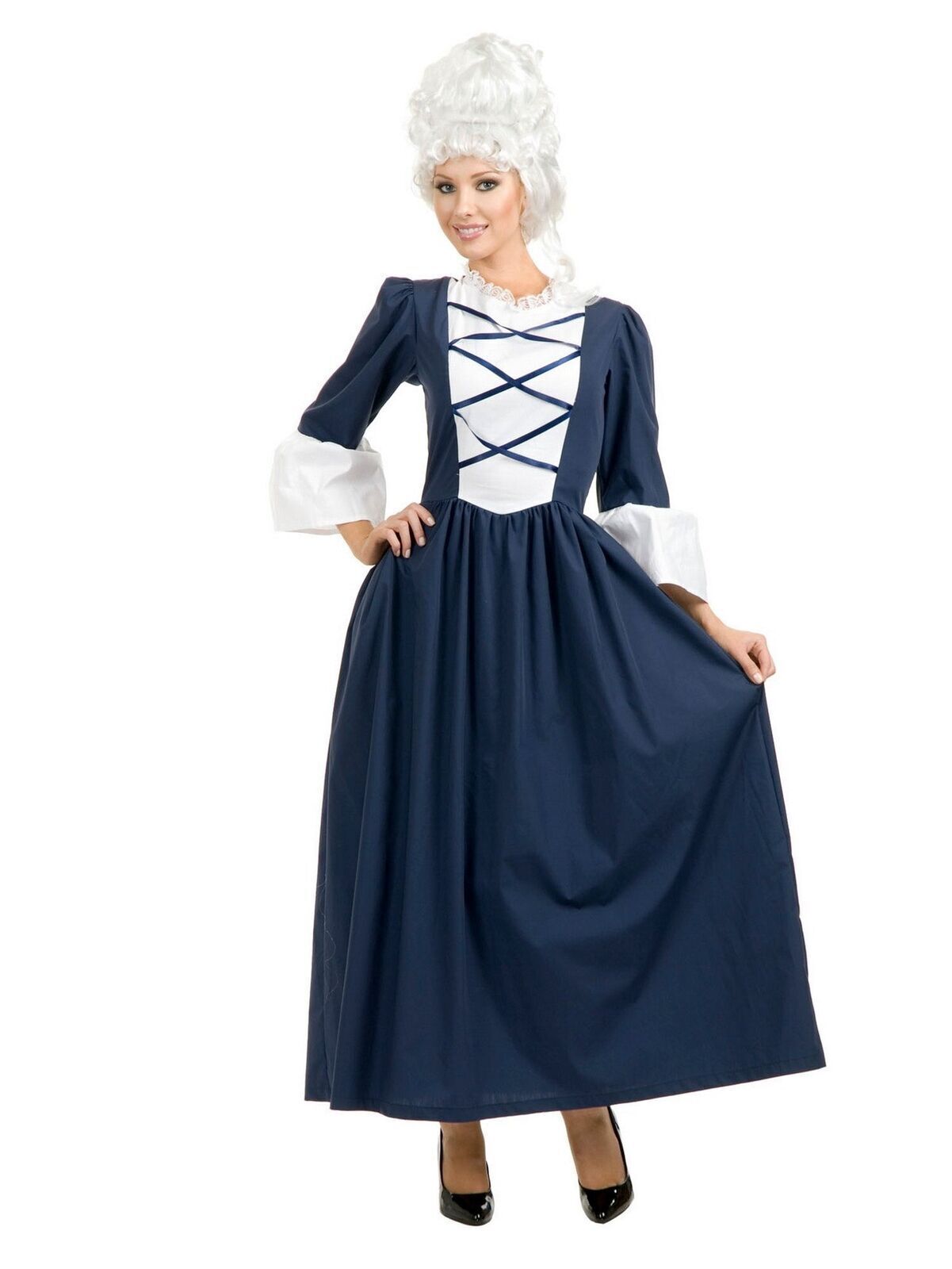 Colonial Lady Adult Women\'s Costume Pilgrim Thanksgiving Blue Dress XL 14-16