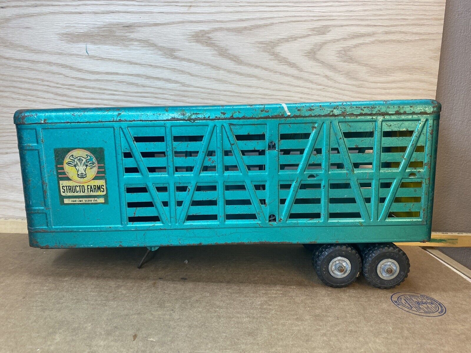 Vintage Structo Green Cattle Farms toy  Trailer