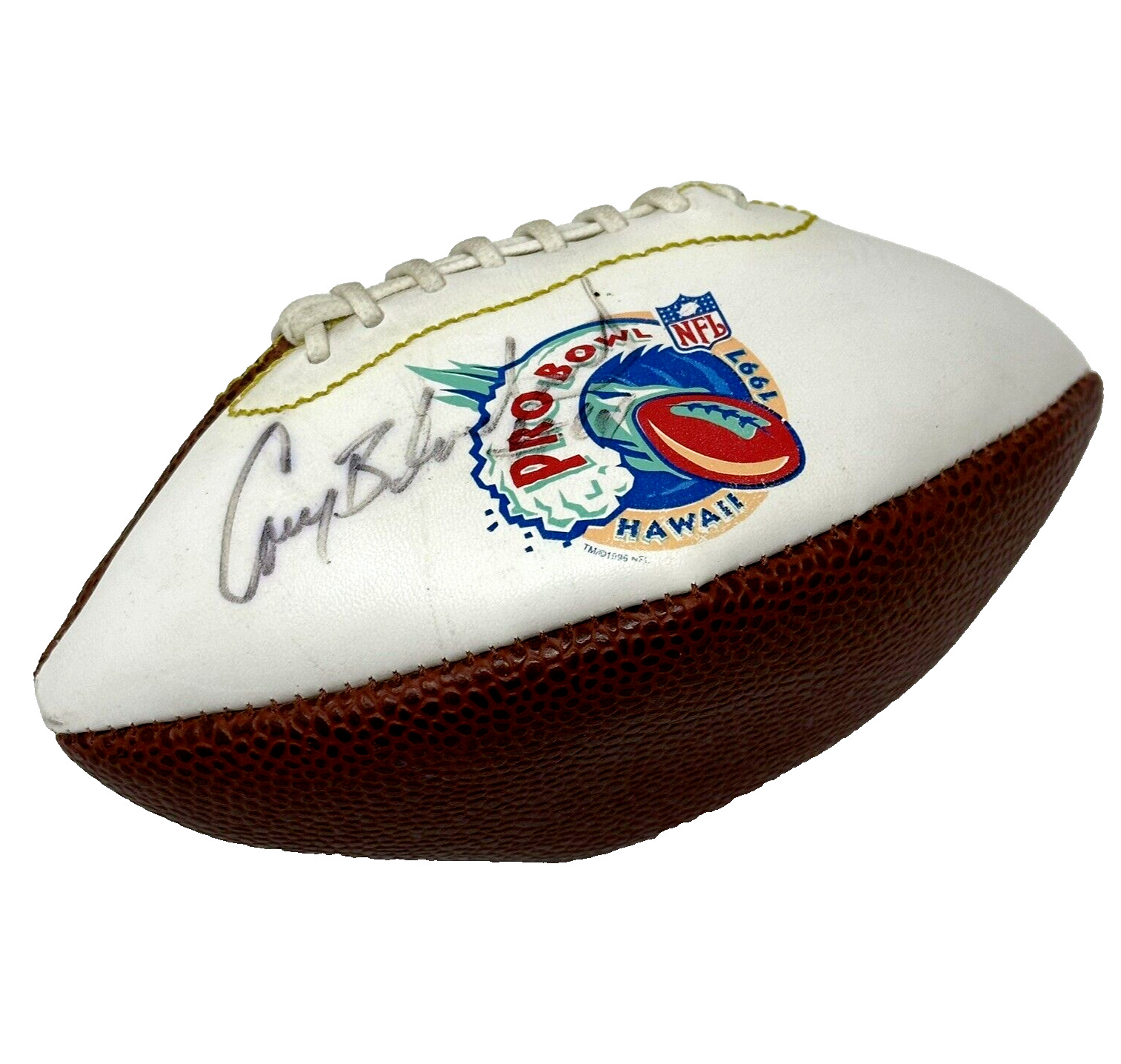 Vintage 1997 NFL Pro Bowl Hawaii Mini Football Signed by Cary Blanchard NO COA