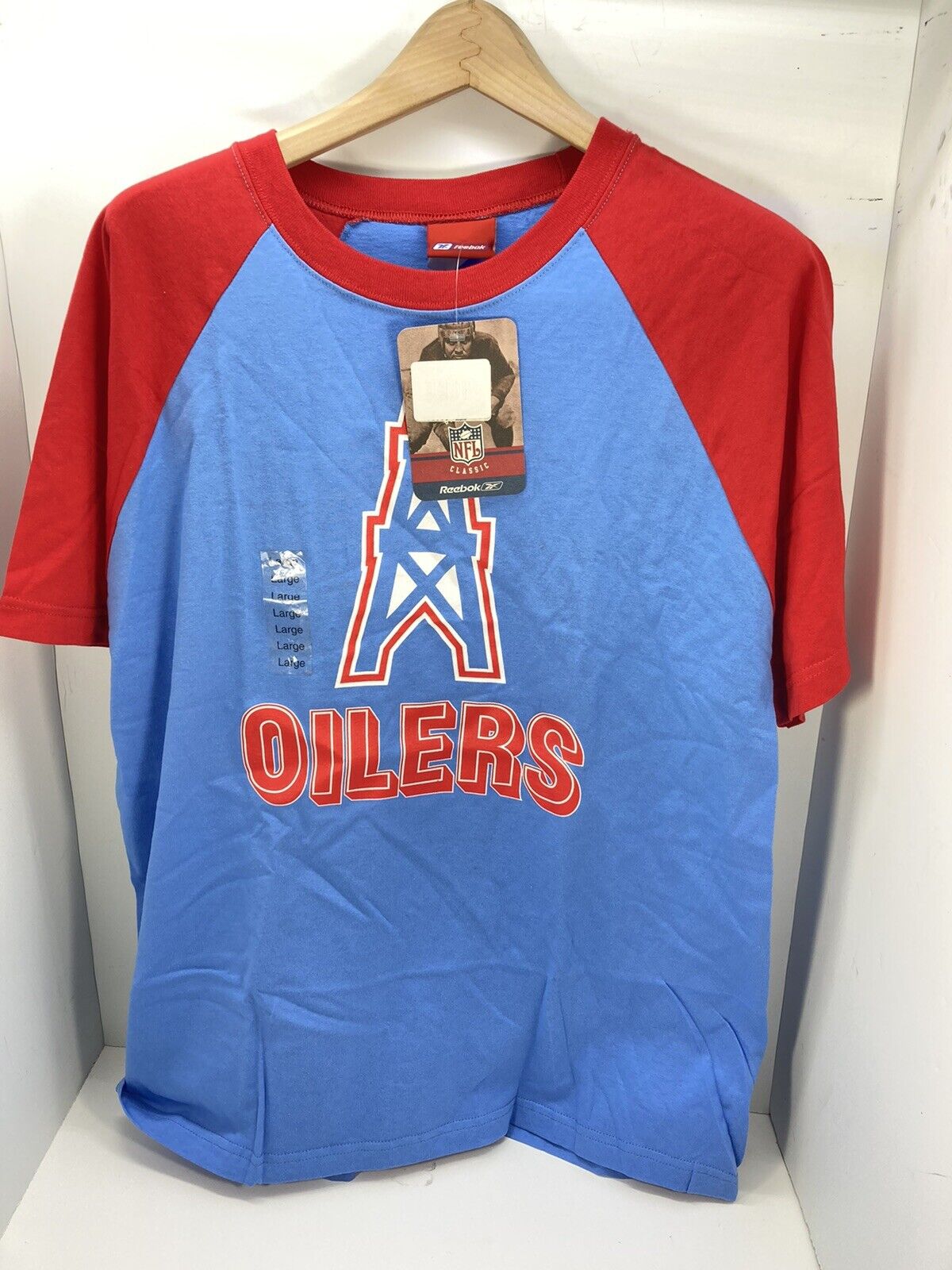 Vintage Houston Oilers Shirt Mens Large Reebok NFL Classic Blue NWT NOS