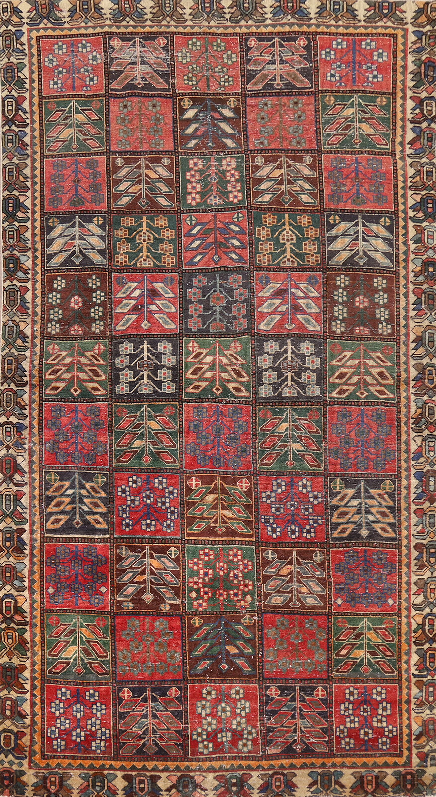 Garden Design Wool Bakhtiari Vintage Area Rug 5x9 Traditional Handmade Carpet