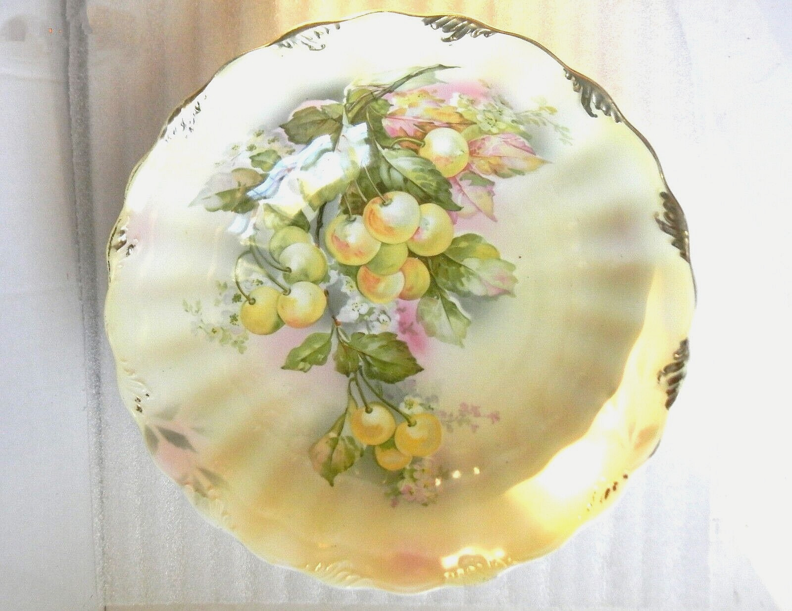 Antique Weimar Porcelain Grapevines Fruit & Flowers Antique Mark Circa 1887-1924