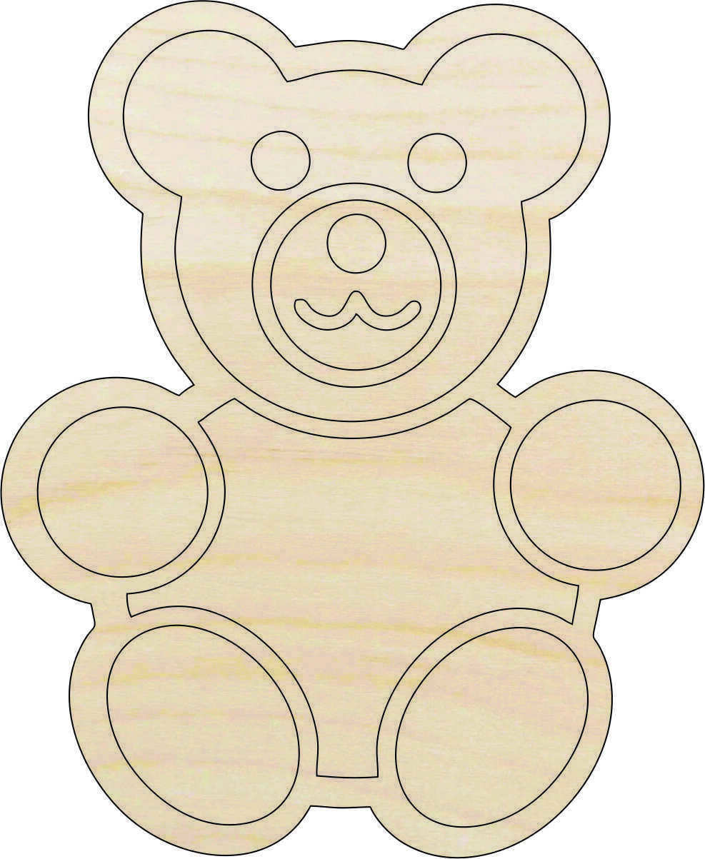 Teddy Bear - Laser Cut Out Unfinished Wood Craft Shape TOY32