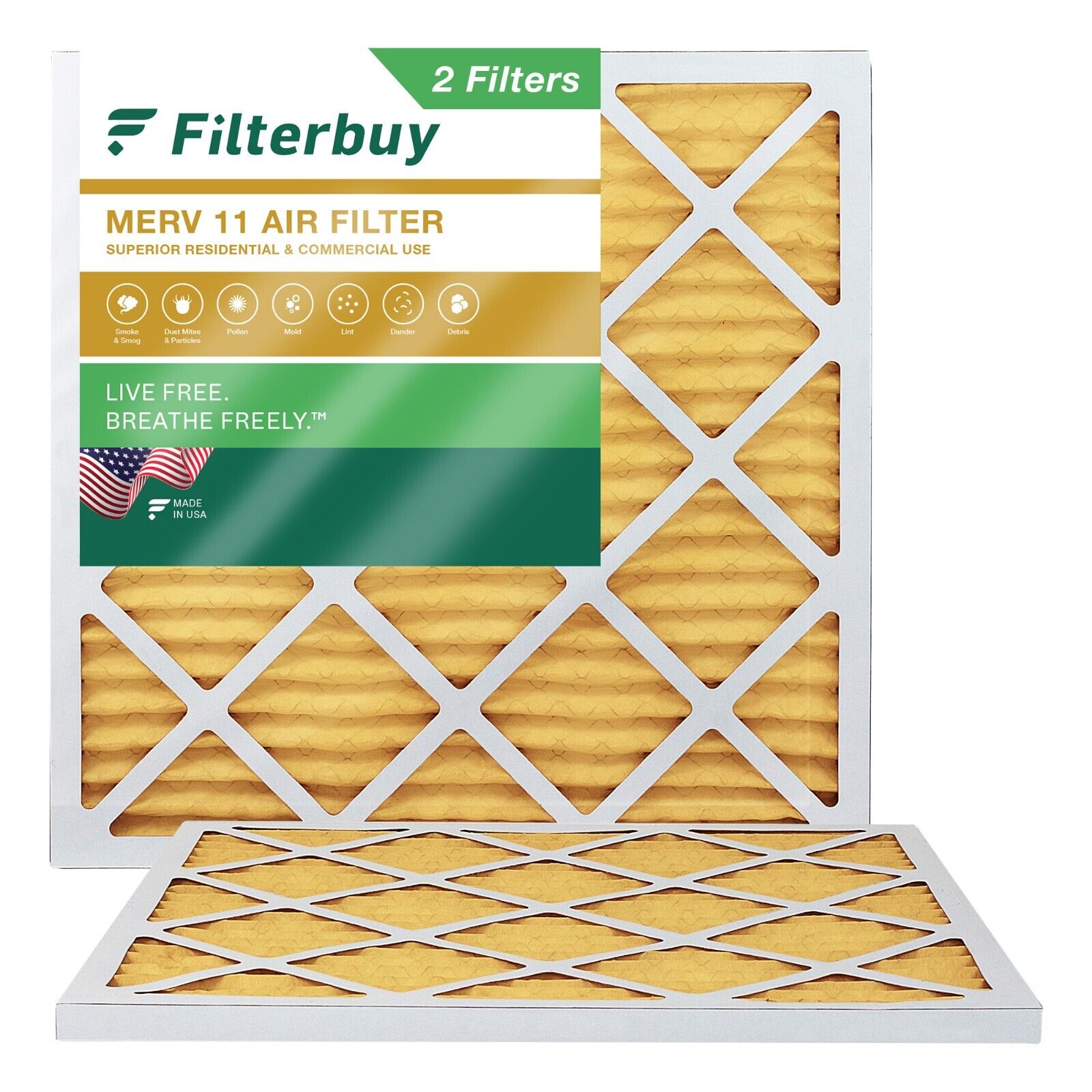 Filterbuy 14x14x1 Pleated Air Filters, Replacement for HVAC AC Furnace (MERV 11)