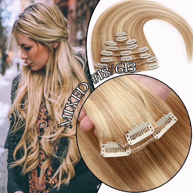 CLEARANCE Clip In 100% Real Human Remy Hair Extensions Full Head Highlight LONG