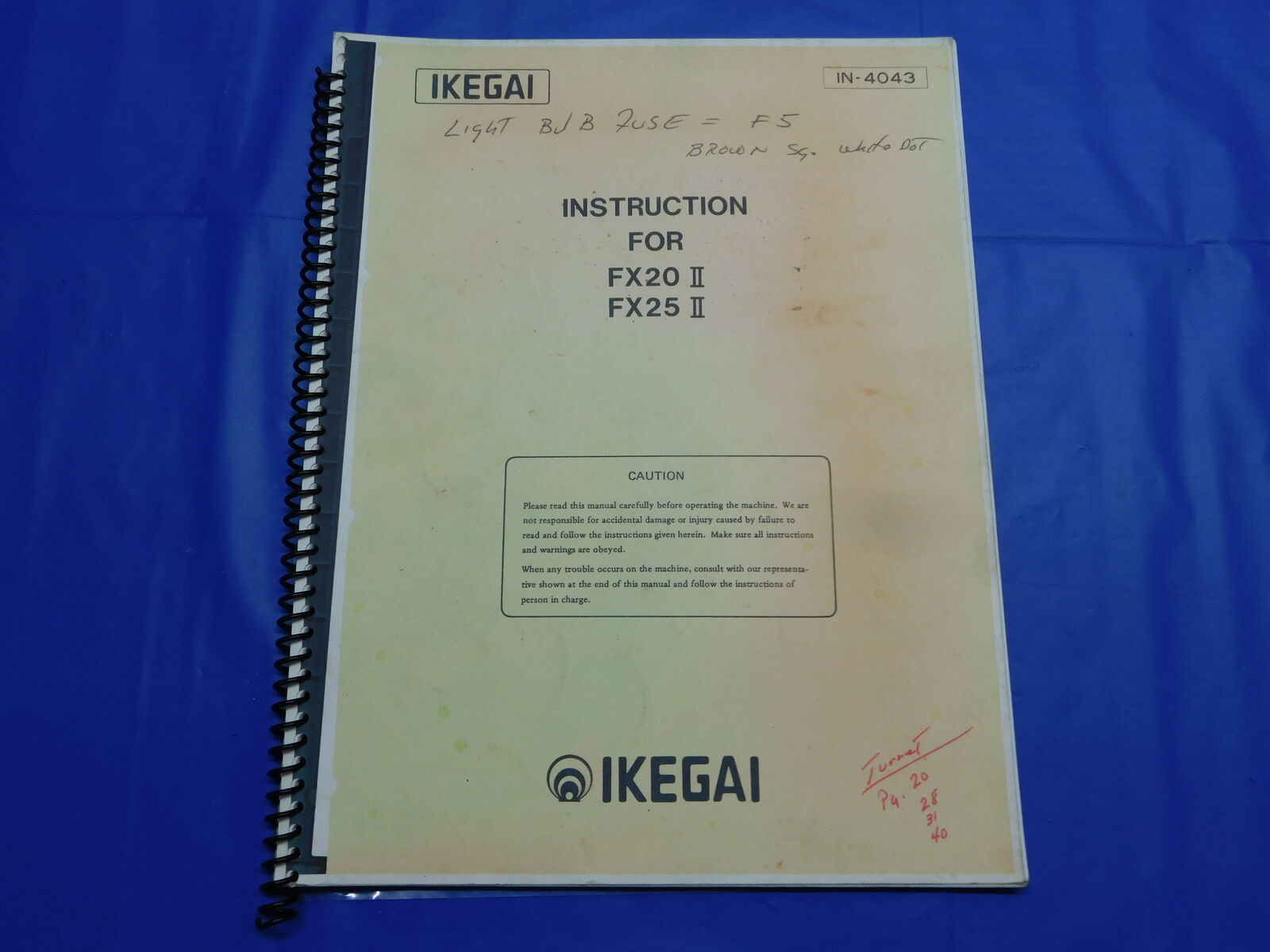 IKEGAI INSTRUCTION MANUAL FX20-2 AND FX25-2 CNC LATHE MACHINES EDITION IN-4043