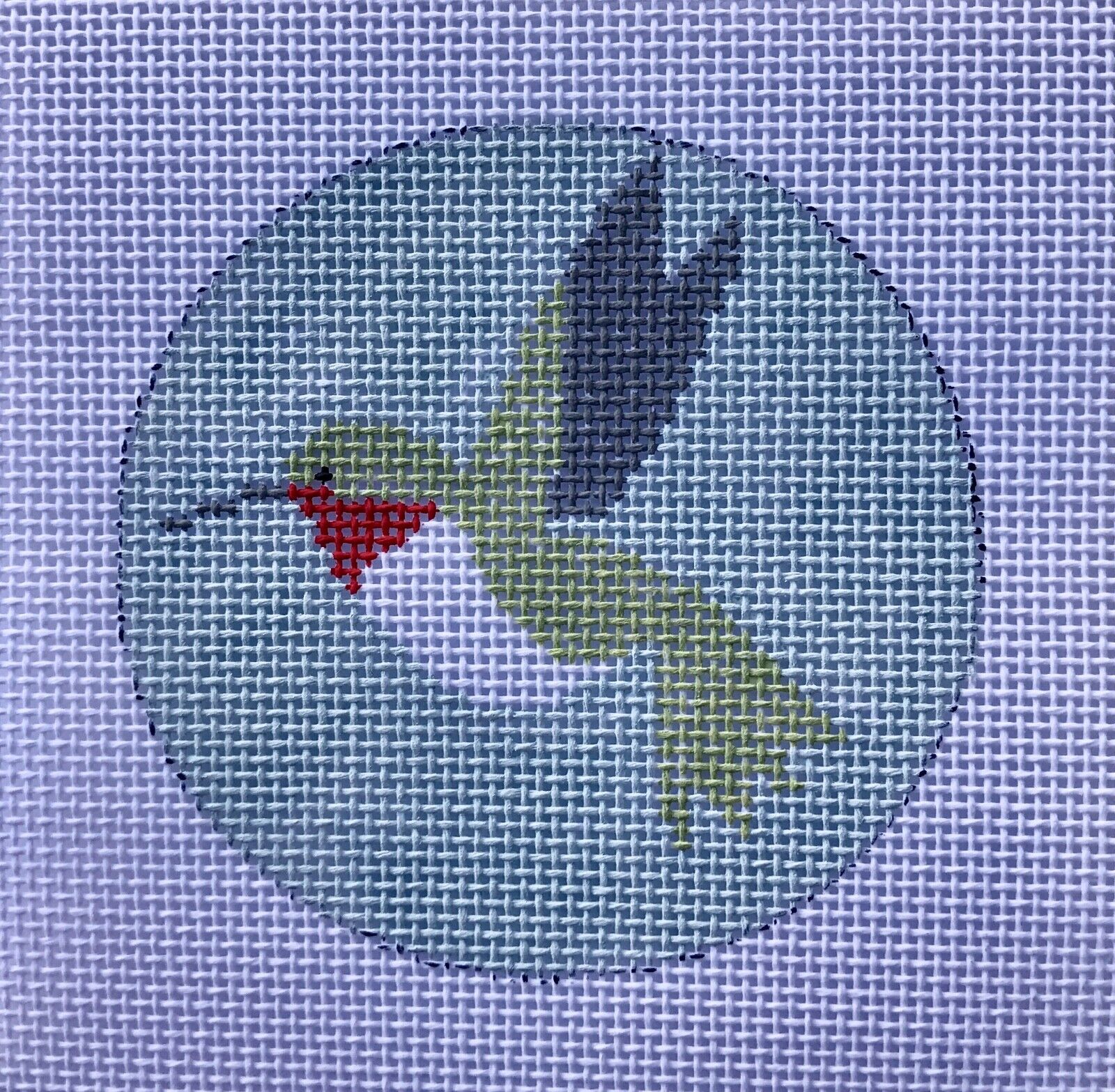 Hummingbird Ornament Hand Painted Needlepoint Canvas