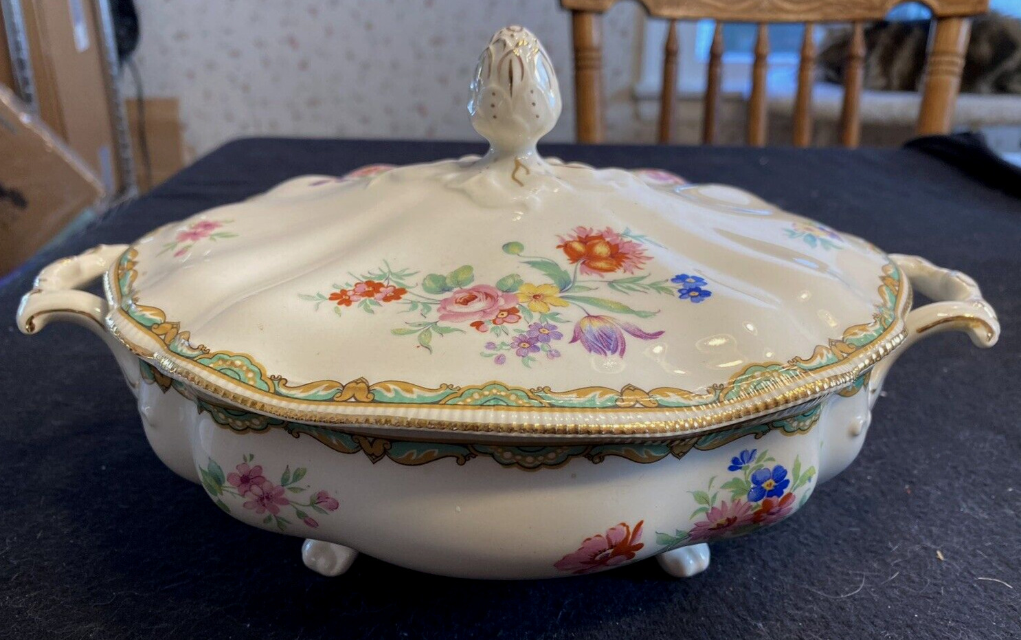 Antique Johnson Brothers Pareek Footed Covered Casserole Bowl Dish Mint
