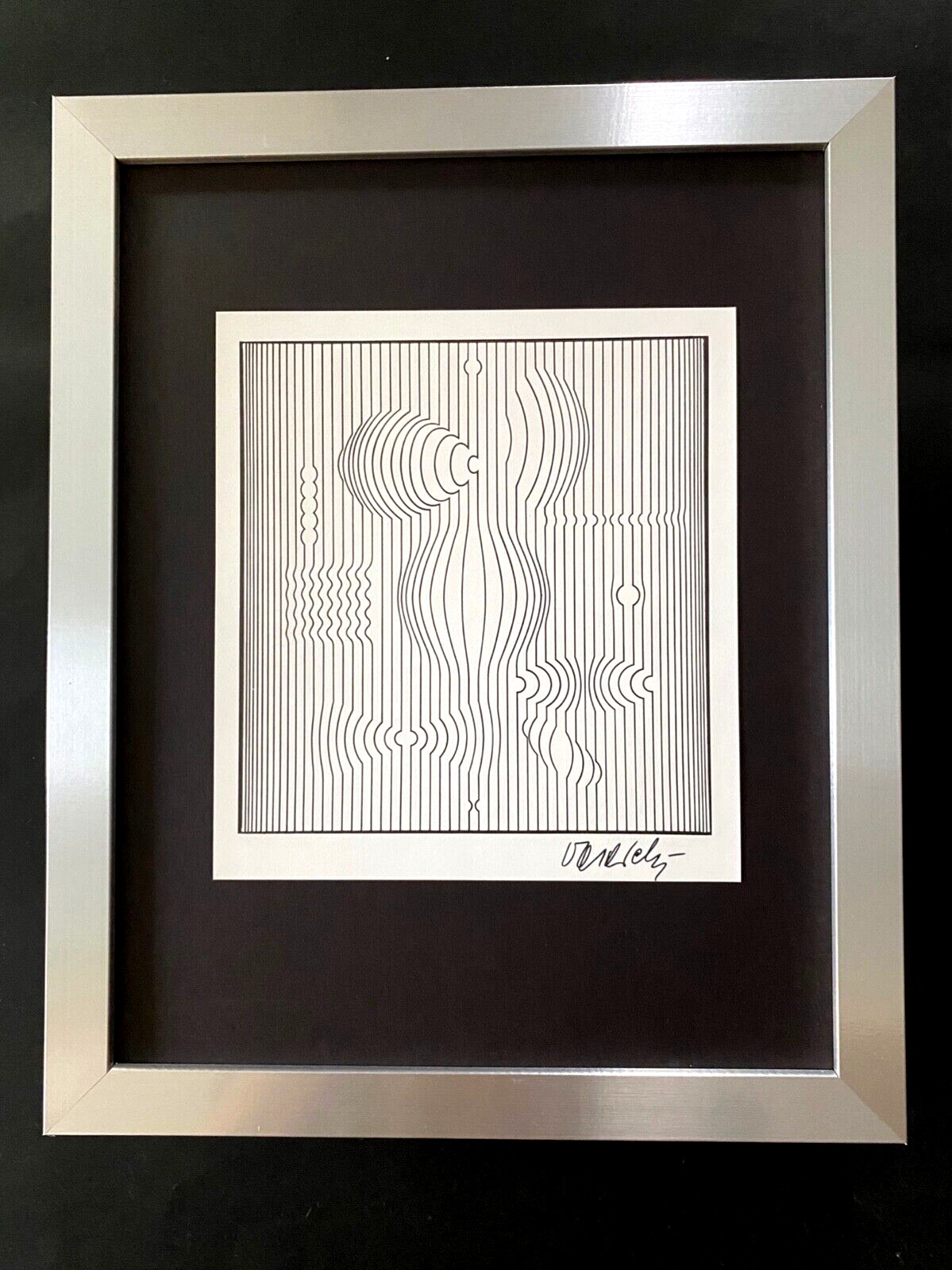 VICTOR VASARELY  PRINT FROM 1970 + SIGNED GEOMETRIC ABSTRACT +NEW FRAME 14x11in.