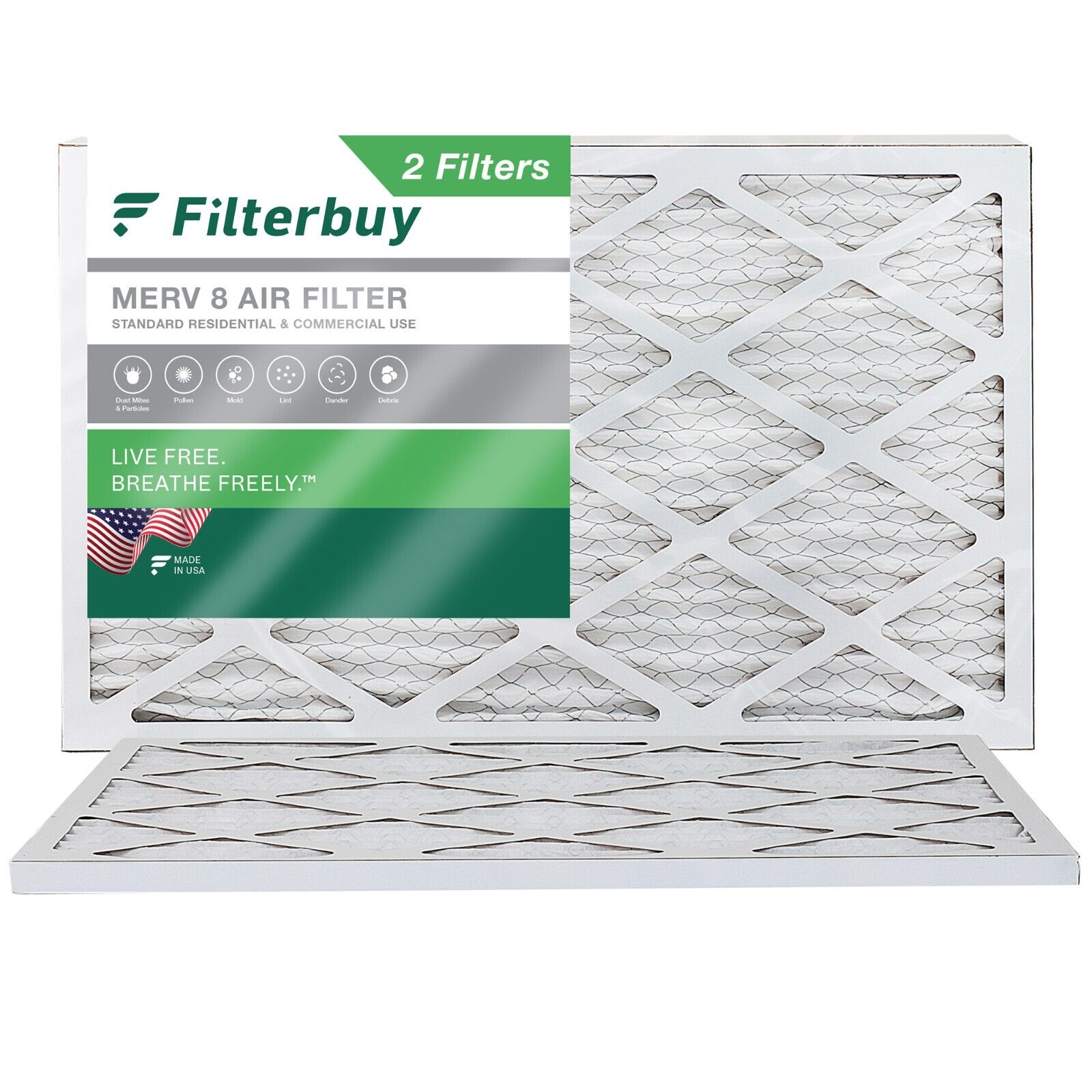 Filterbuy 18x30x1 Pleated Air Filters, Replacement for HVAC AC Furnace (MERV 8)