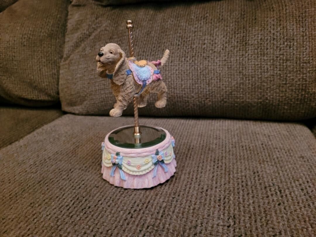 musical figurine - carousel dog-vintage