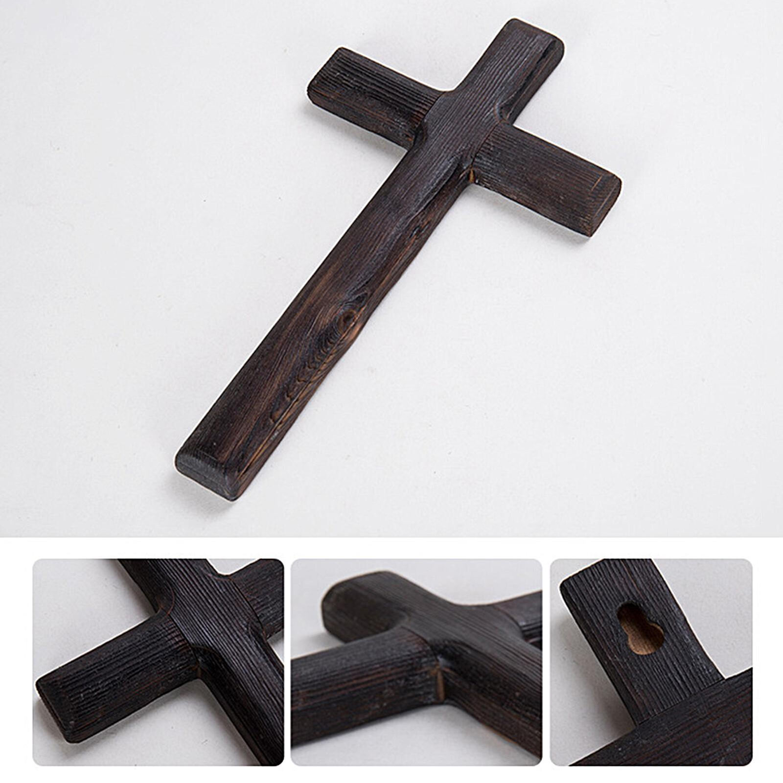 Vintage Wooden Wall Cross Portable Handheld Crucifix Holy Religious-11*6.3 inch