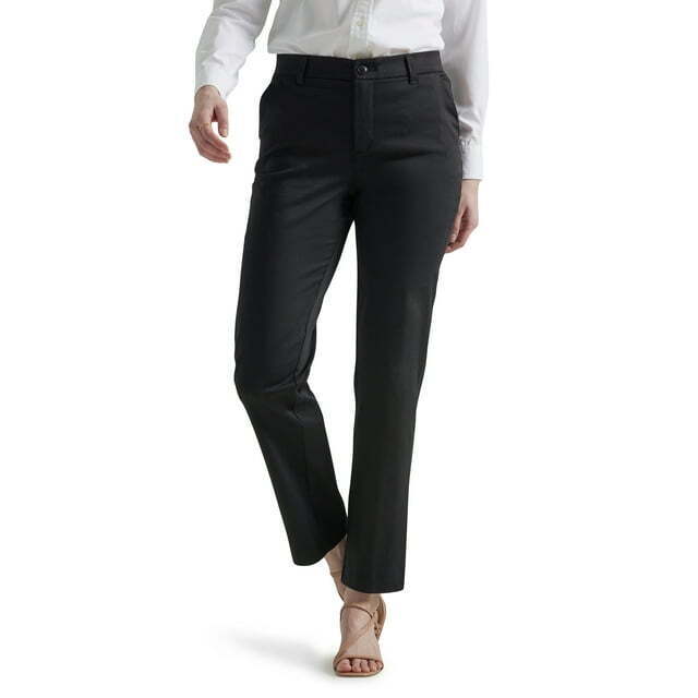 Lee® Women's Black Regular Fit Comfort Waist Straight Woven Pants