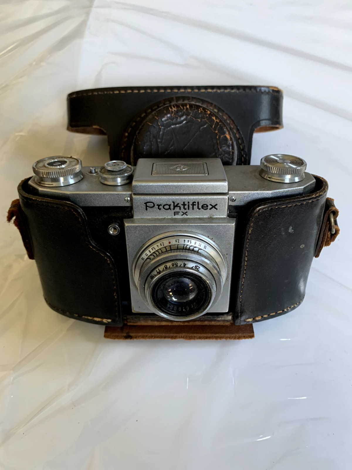 Praktiflex FX 35mm SLR Film Camera German Westanar 1:2.8 50mm Lens Leather Cases