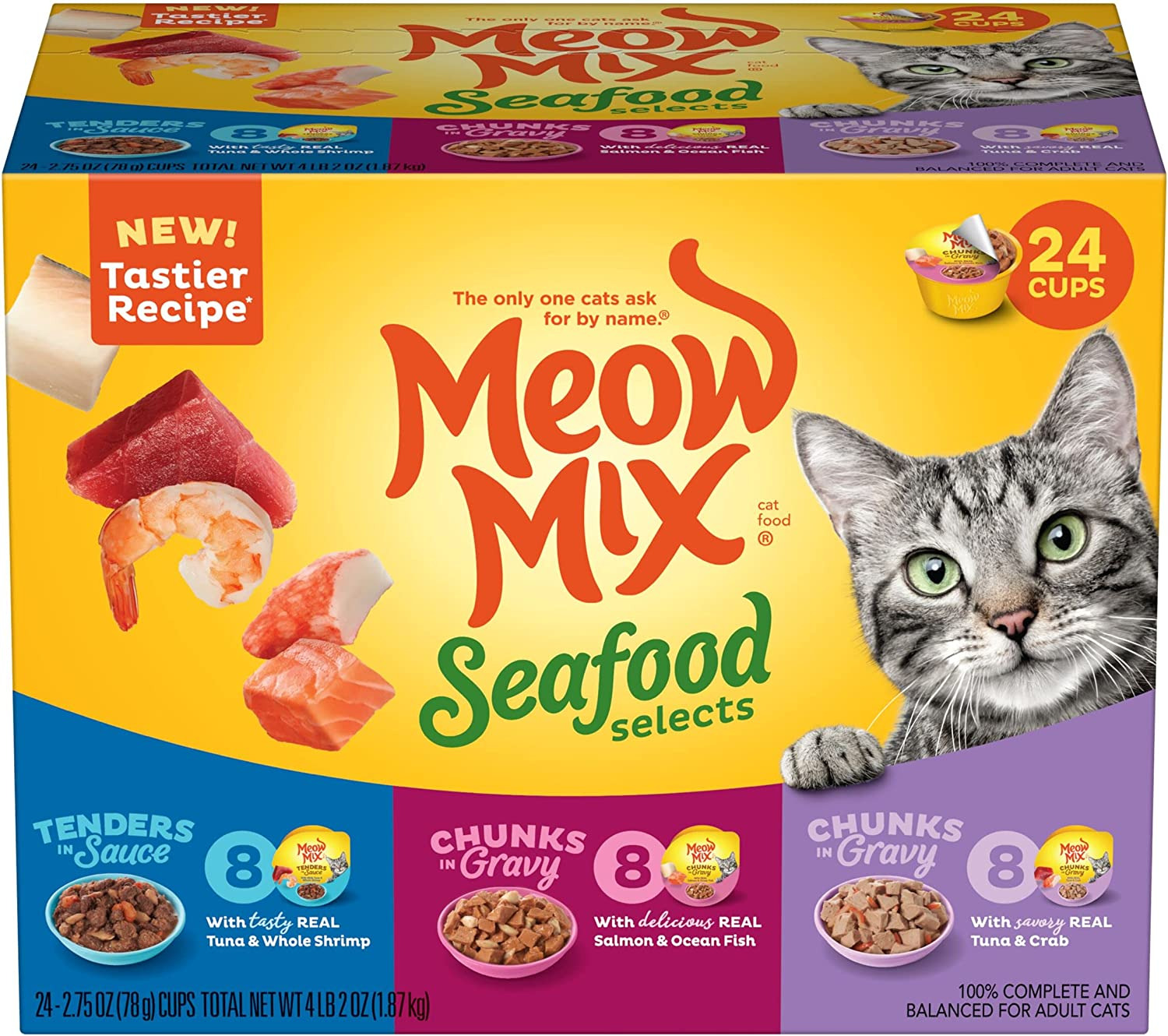 Meow Mix Seafood Selections Wet Cat Food, 2.75 Ounces Pack of 24