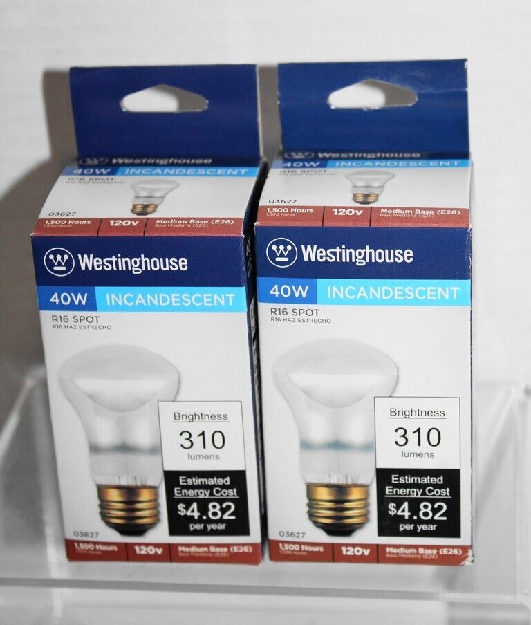 2 Bulbs - Westinghouse 40w R16 Spot Medium Base E26 310 Lumens