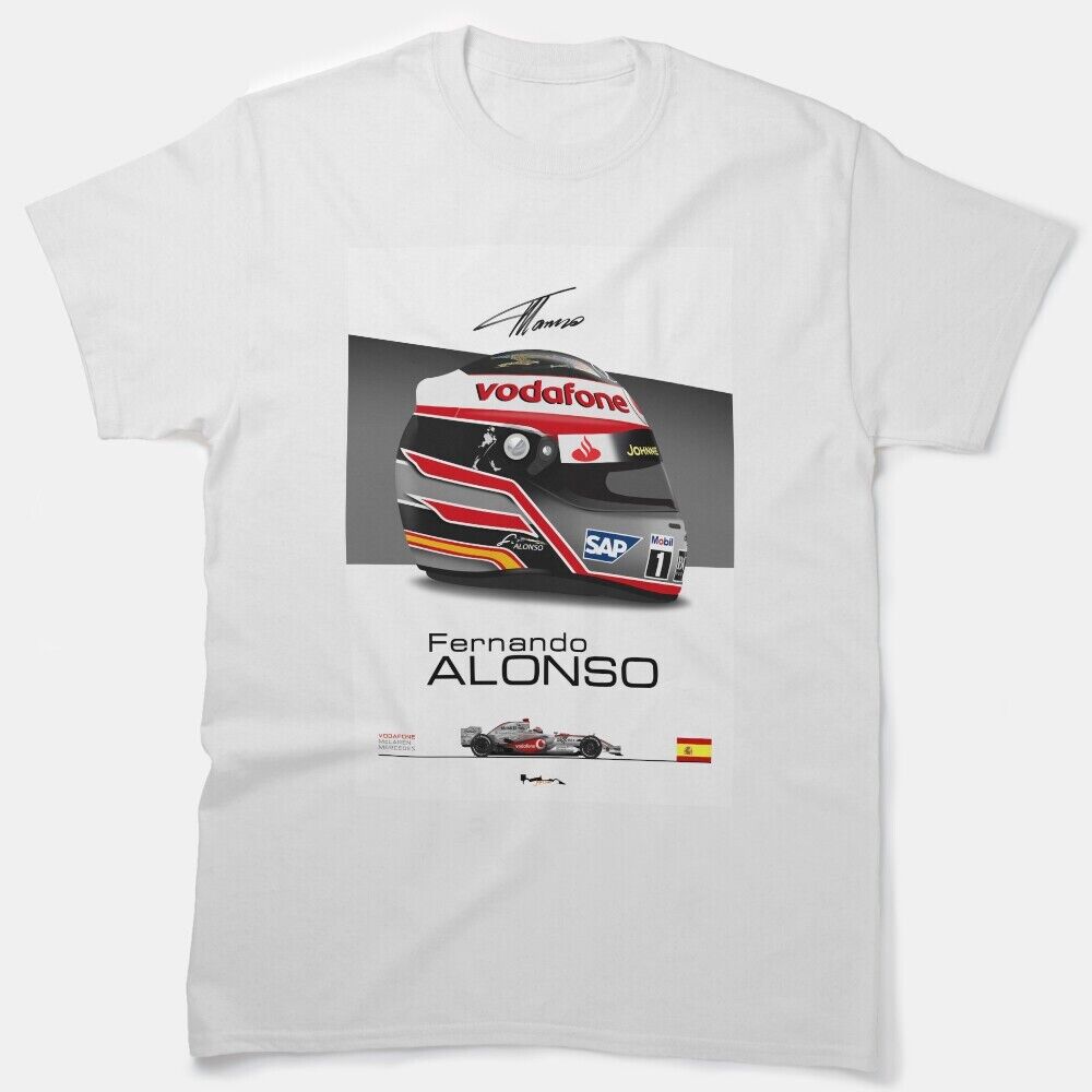 Fernando Alonso 2007 Helmet And Car Print Classic T-Shirt S-5XL