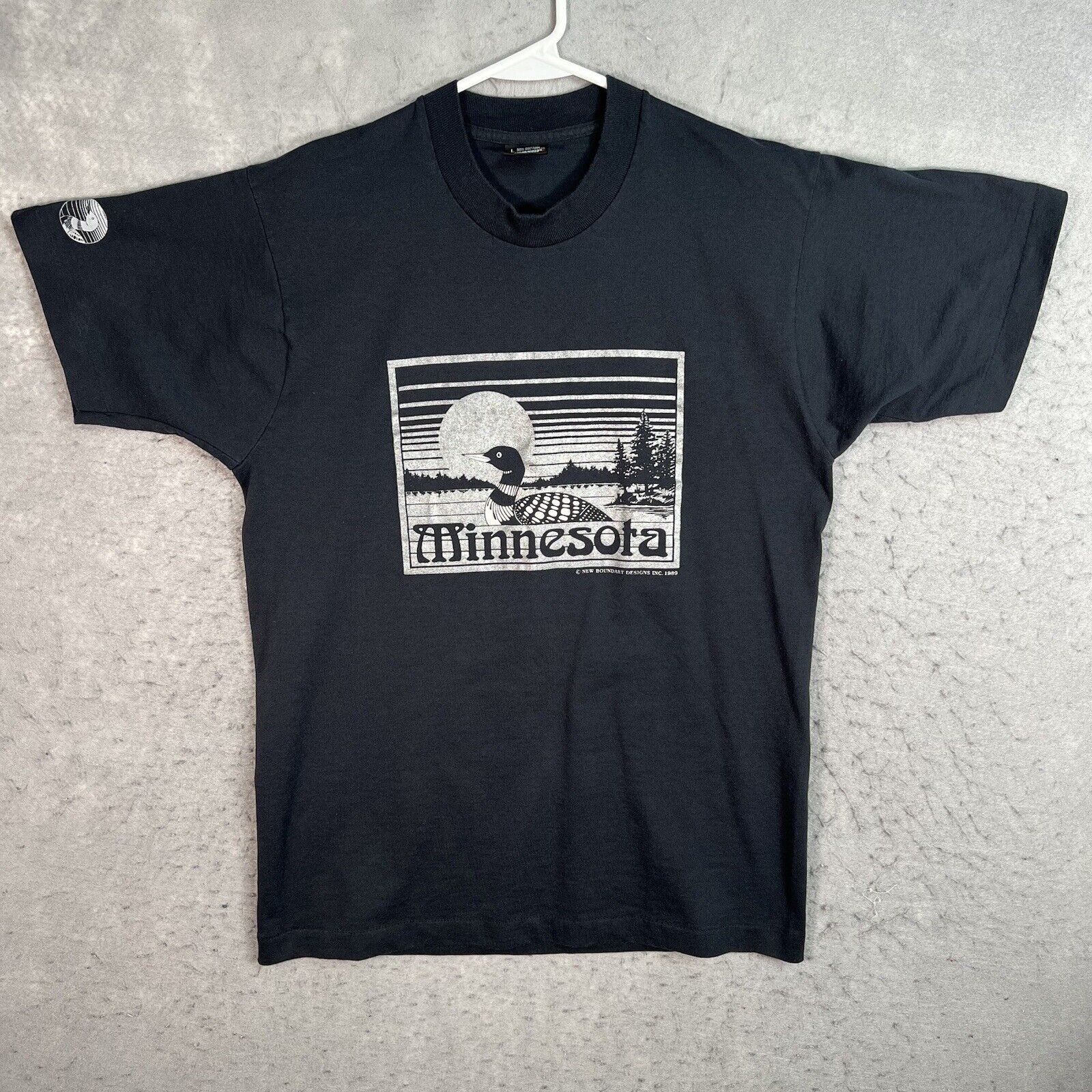 Vintage 90s Minnesota Duck Wildlife Lake T Shirt Adult Large Black USA Made Mens