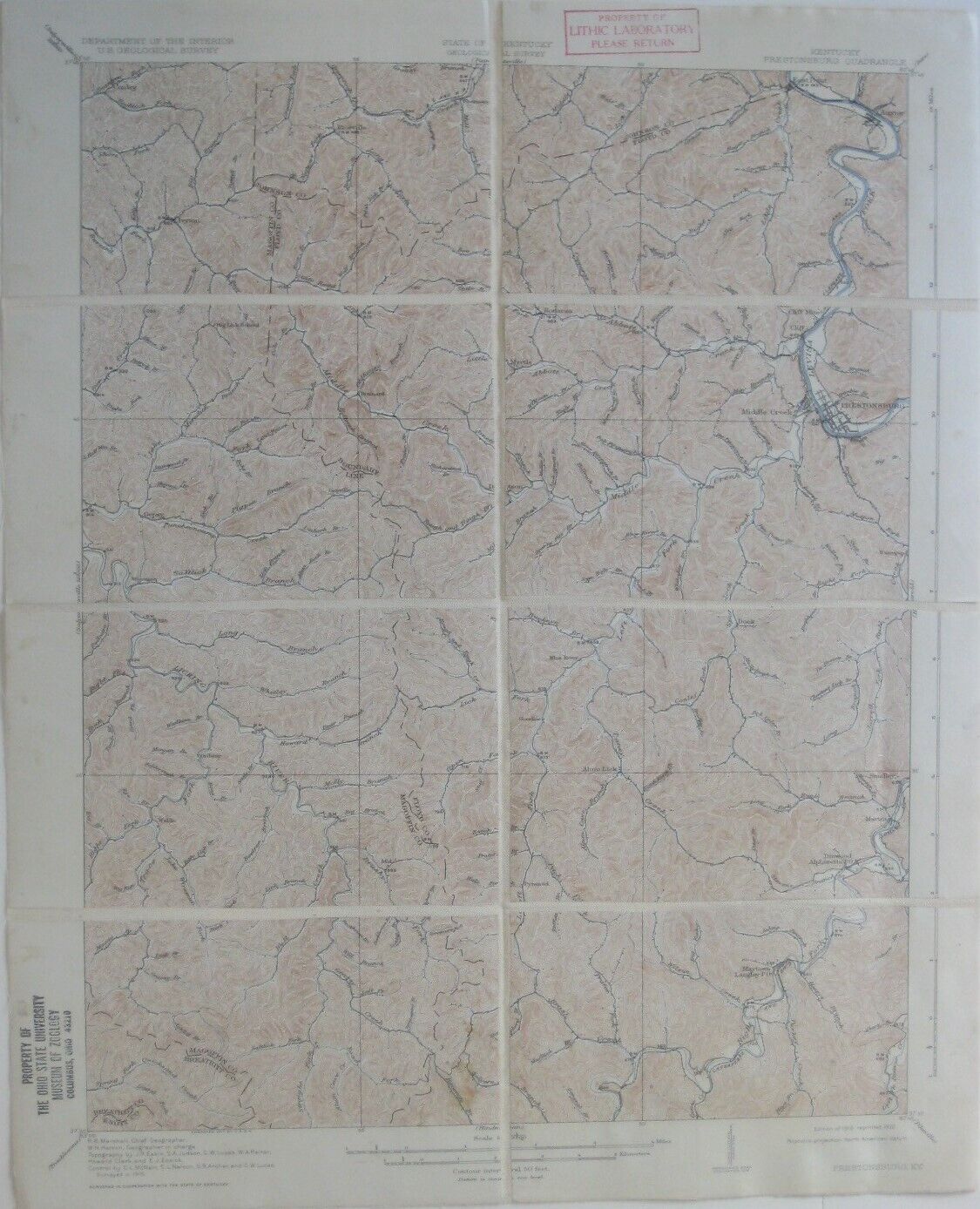Original 1918 USGS Topo Map PRESTONBURG Kentucky Cliff Mine Big Sandy Railroad