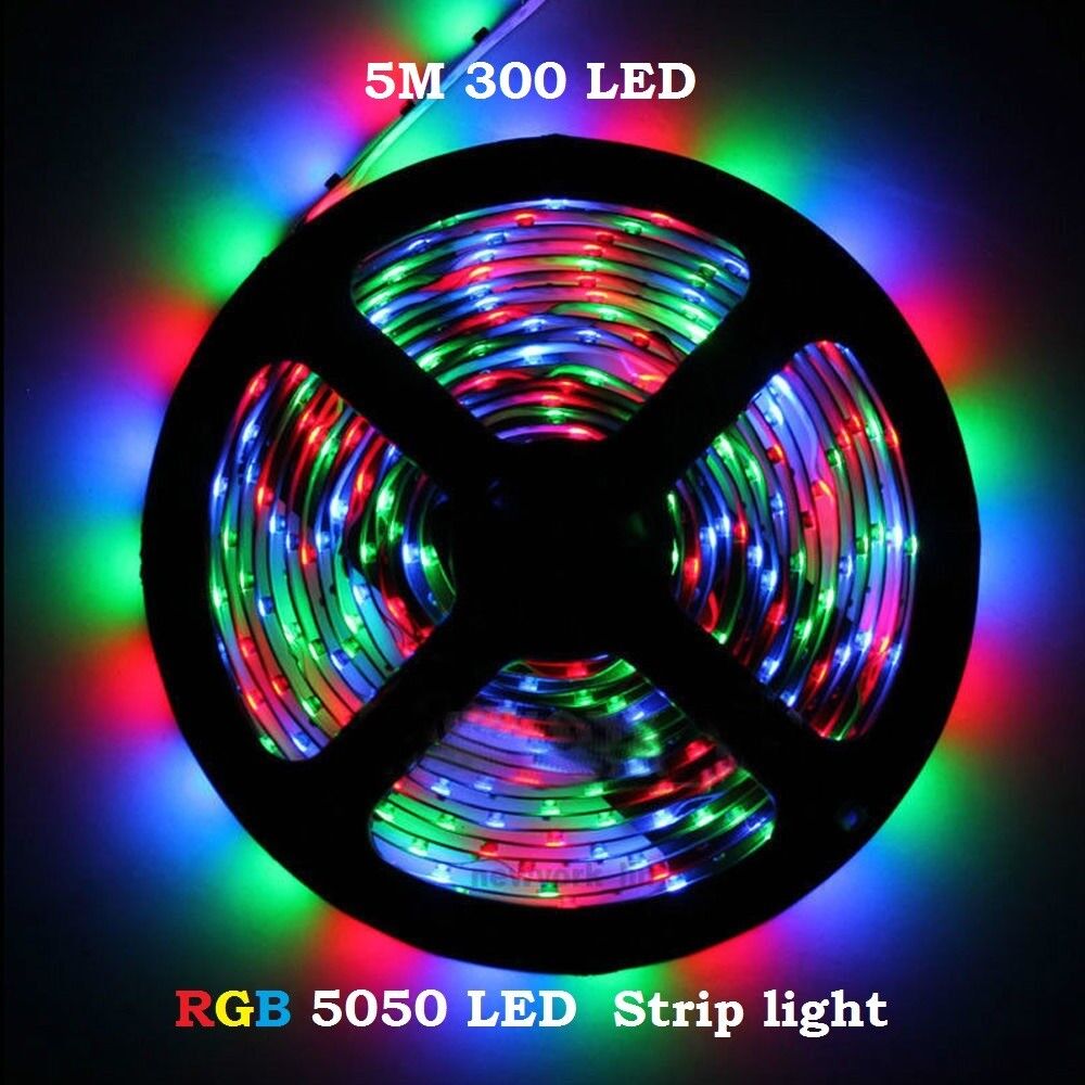 Bright 12V 5M 16.4ft 5050 RGB Waterproof SMD 300 LED Flexible Strip light