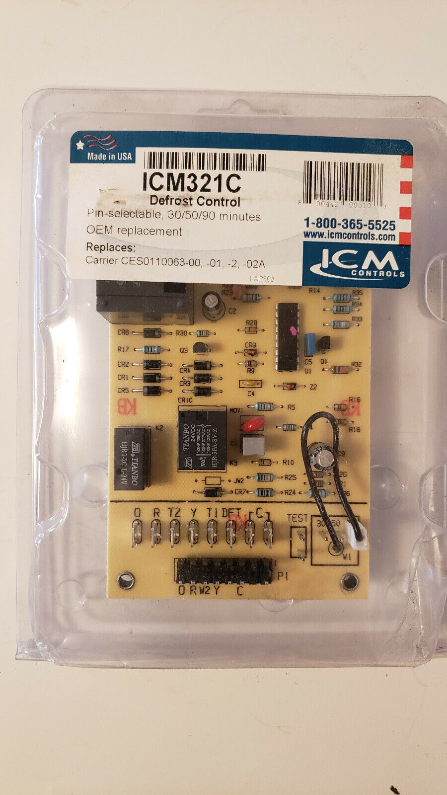ICM321C, CES0110063-00, CES0110063-01, CES0110063-02A ICM Defrost Control